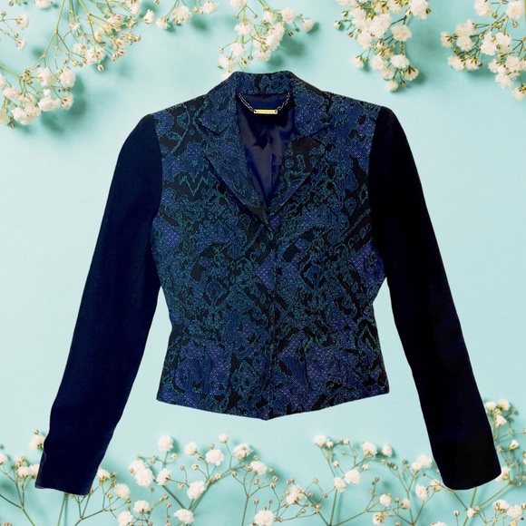 Elie Tahari Jackets & Blazers - Elie Tahari Brocade Blazer Green Blue Black 0